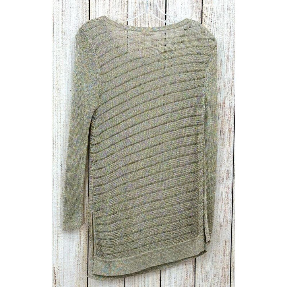 Chico's Chain Mail Tunic Top Size 0 (Small) Silver Asymmetrical Amelie‎ Sweater
